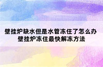 壁挂炉缺水但是水管冻住了怎么办 壁挂炉冻住最快解冻方法